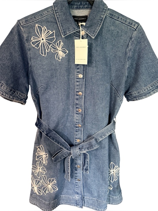 Dresses & Skirts - Free Assembly Embroidered Denim Shirt Dress - Blue NWT Sz. M (8-10)